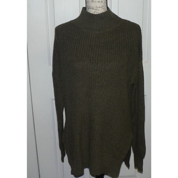 Abound Women's Mock Neck Rib Knit Pullover Tunic Sweater in Olive Night XSmall - Picture 2 of 5